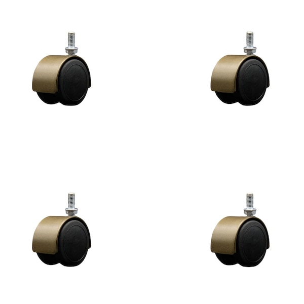 Service Caster 2'' Floor Safe Antique Hooded Twin Wheel Caster 3/8 Threaded Stem, 4PK SCC-TS02S50D-NYU-WA-381634-4 - main